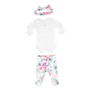 3pc Take Me Home Onesie Pant Headband Soft Floral