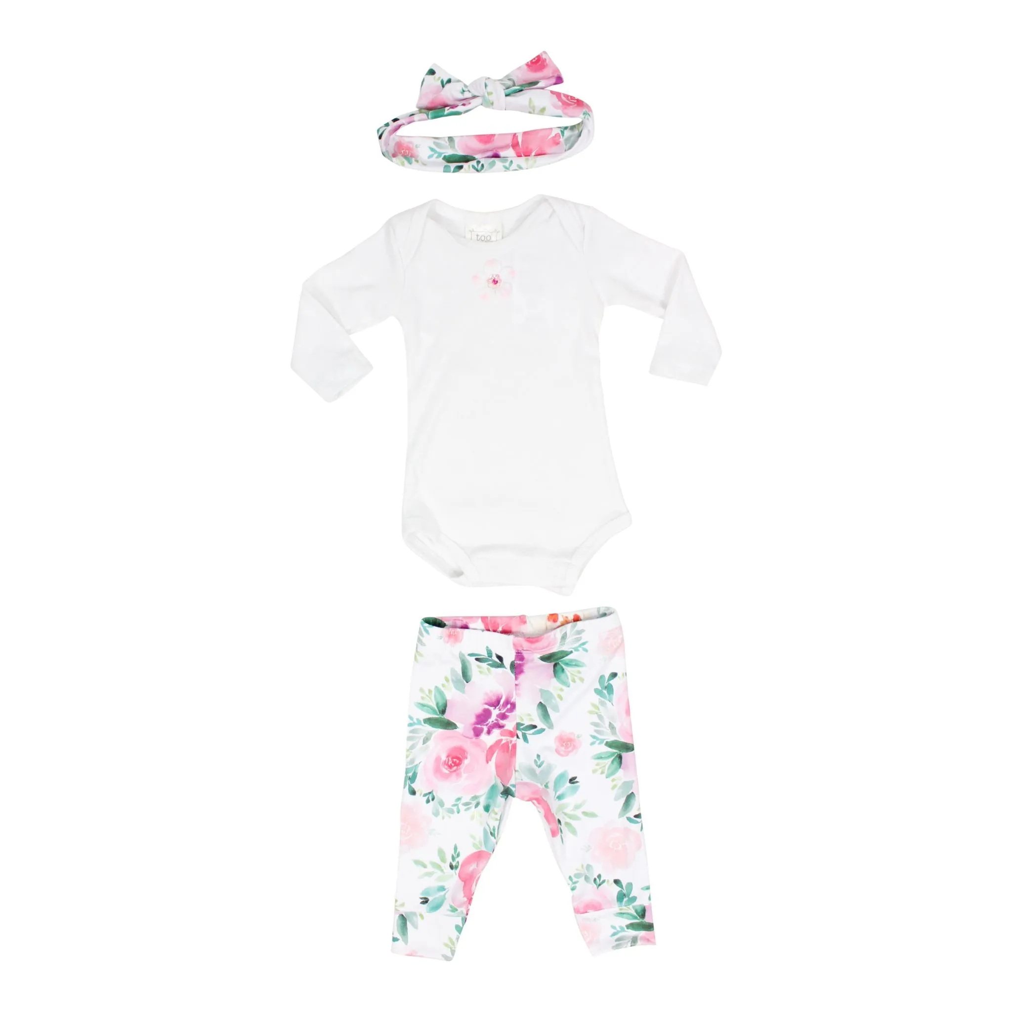 3pc Take Me Home Onesie Pant Headband Soft Floral