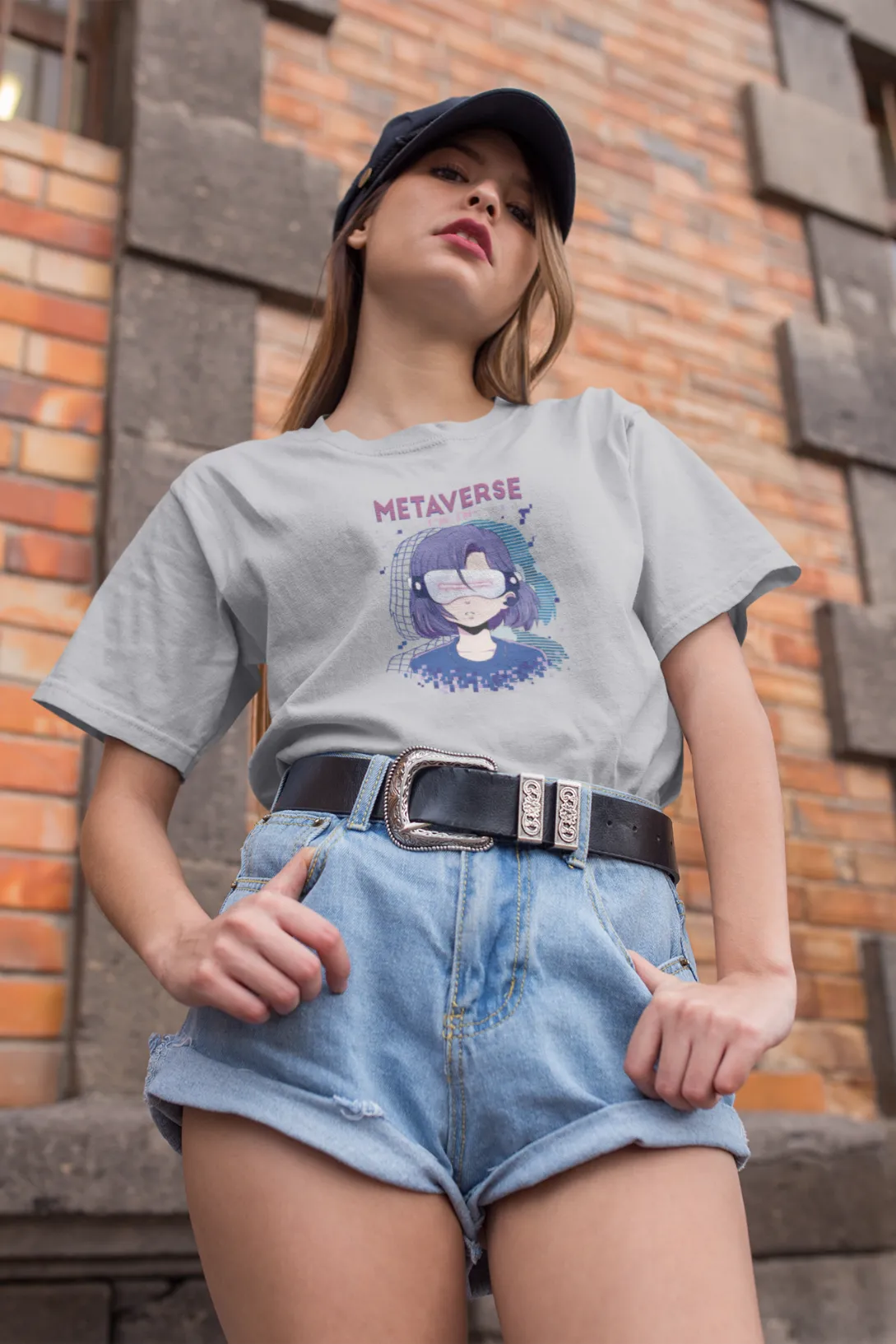 Anime Girl Virtual Reality Printed Oversized T-shirt for women