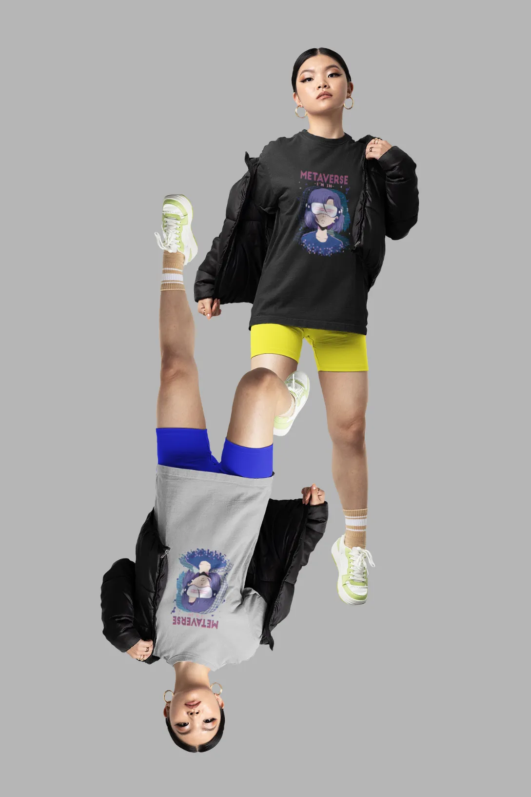 Anime Girl Virtual Reality Printed Oversized T-shirt for women