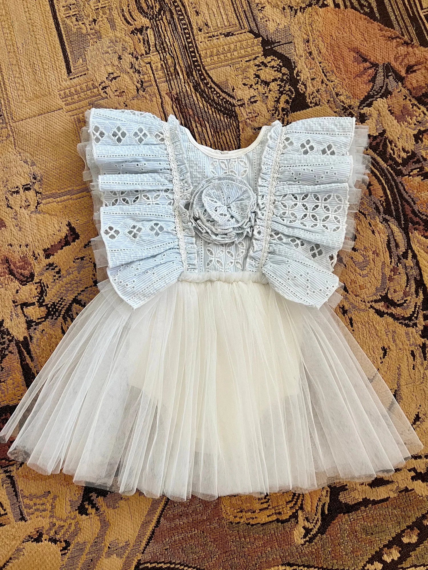 Baby Girls Sky Eyelet Daphne Tutu Onesie Dress 3-18M