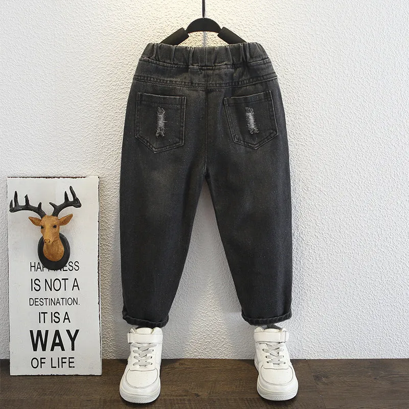 Baby / Toddler Fashion Ripped Loose Fit Denim Jeans