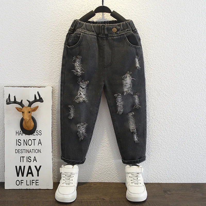Baby / Toddler Fashion Ripped Loose Fit Denim Jeans