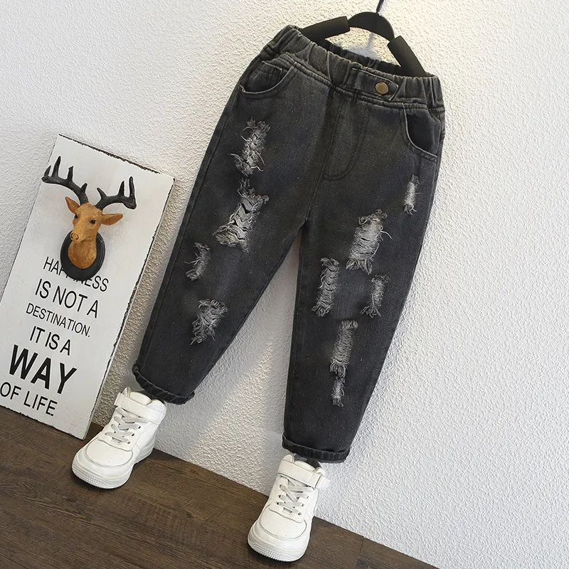 Baby / Toddler Fashion Ripped Loose Fit Denim Jeans