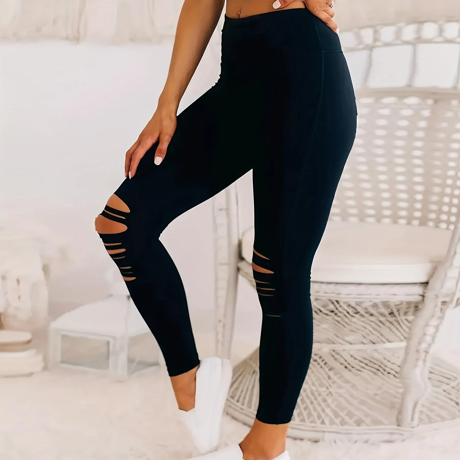 Black Stretch Sports Workout Bottoming Yoga Pants