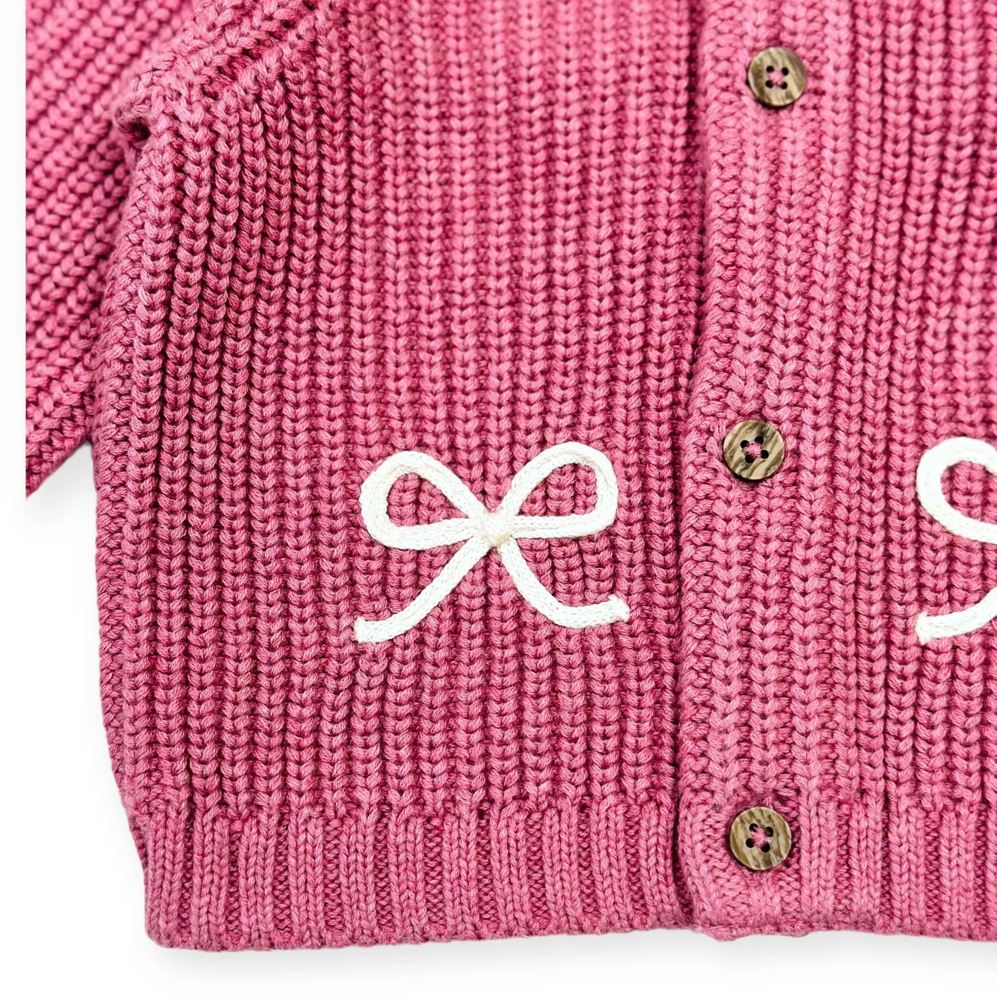 Bow Embroidered Chunky Knit Sweater