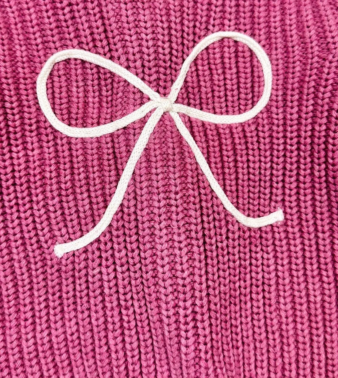 Bow Embroidered Chunky Knit Sweater