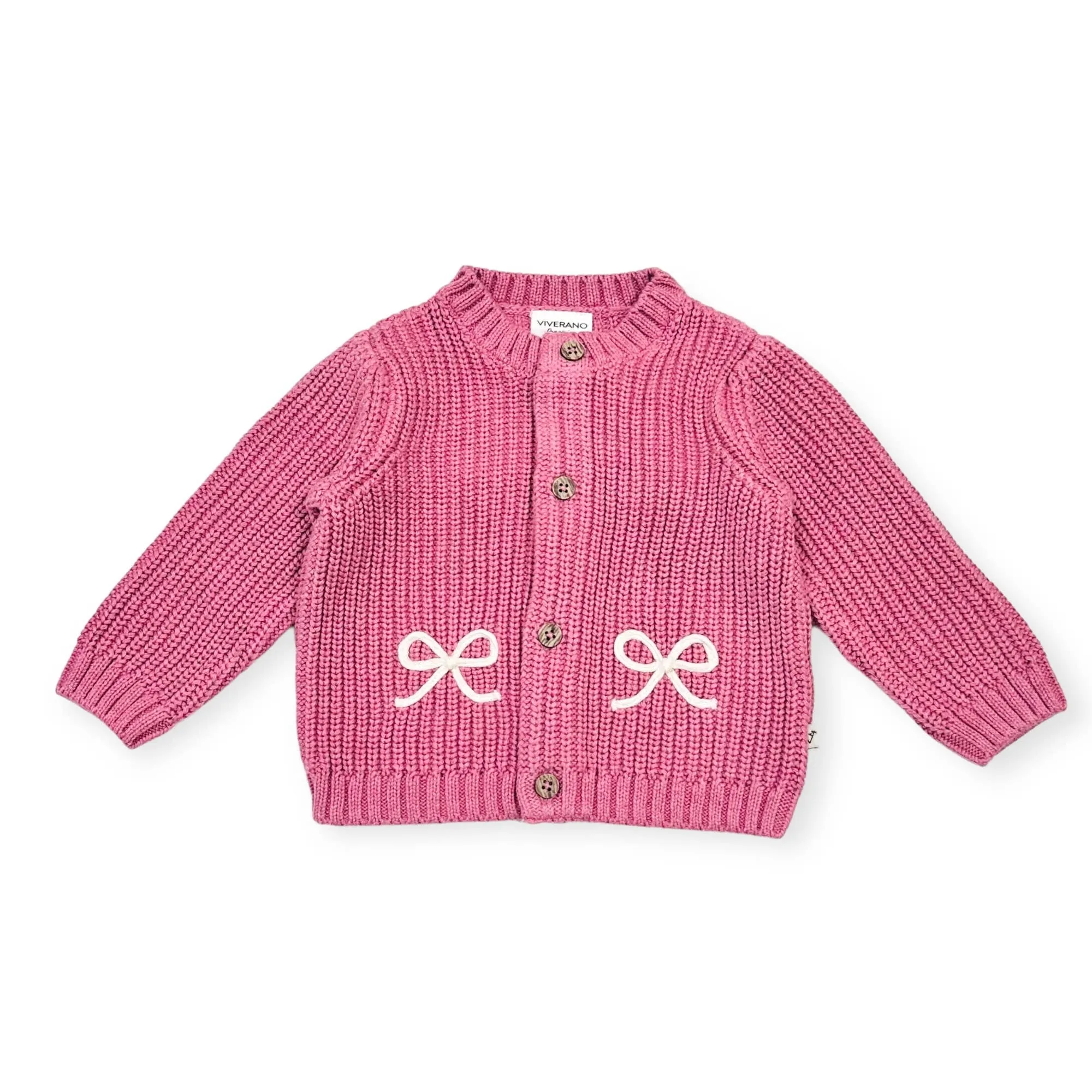 Bow Embroidered Chunky Knit Sweater