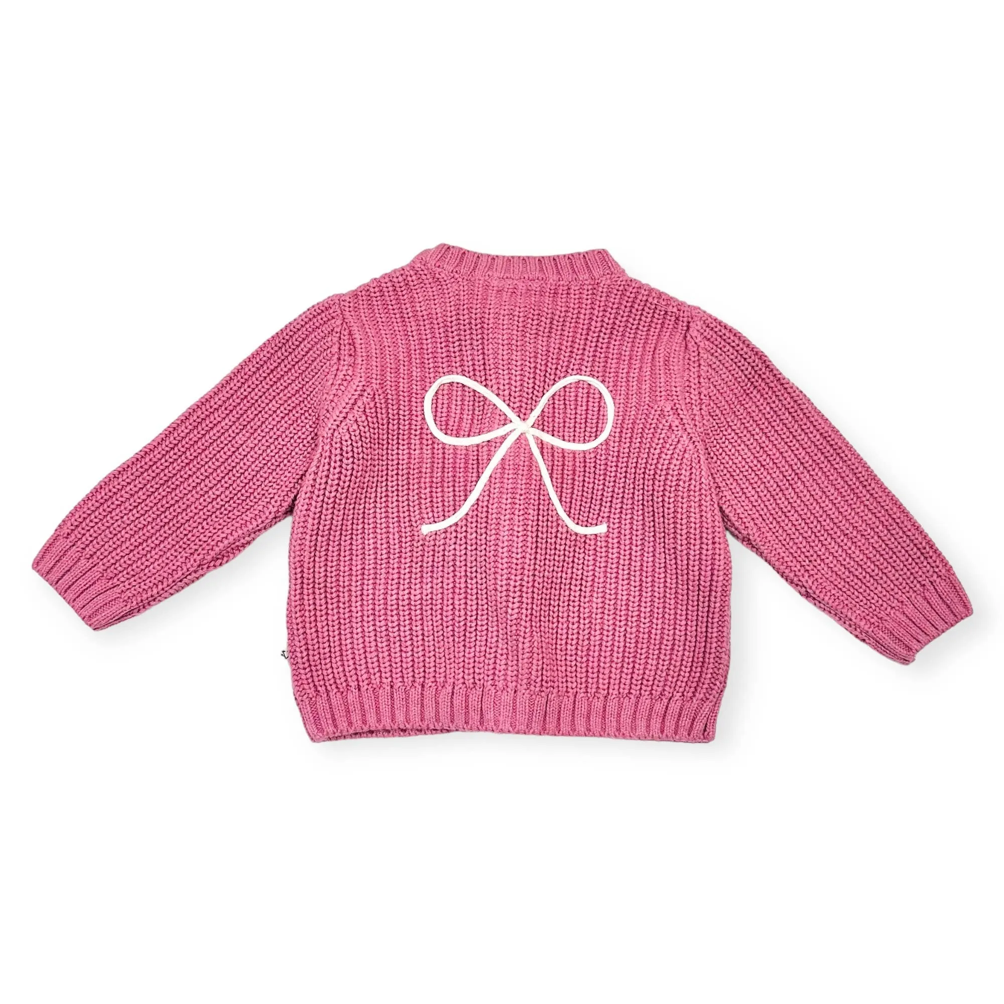 Bow Embroidered Chunky Knit Sweater