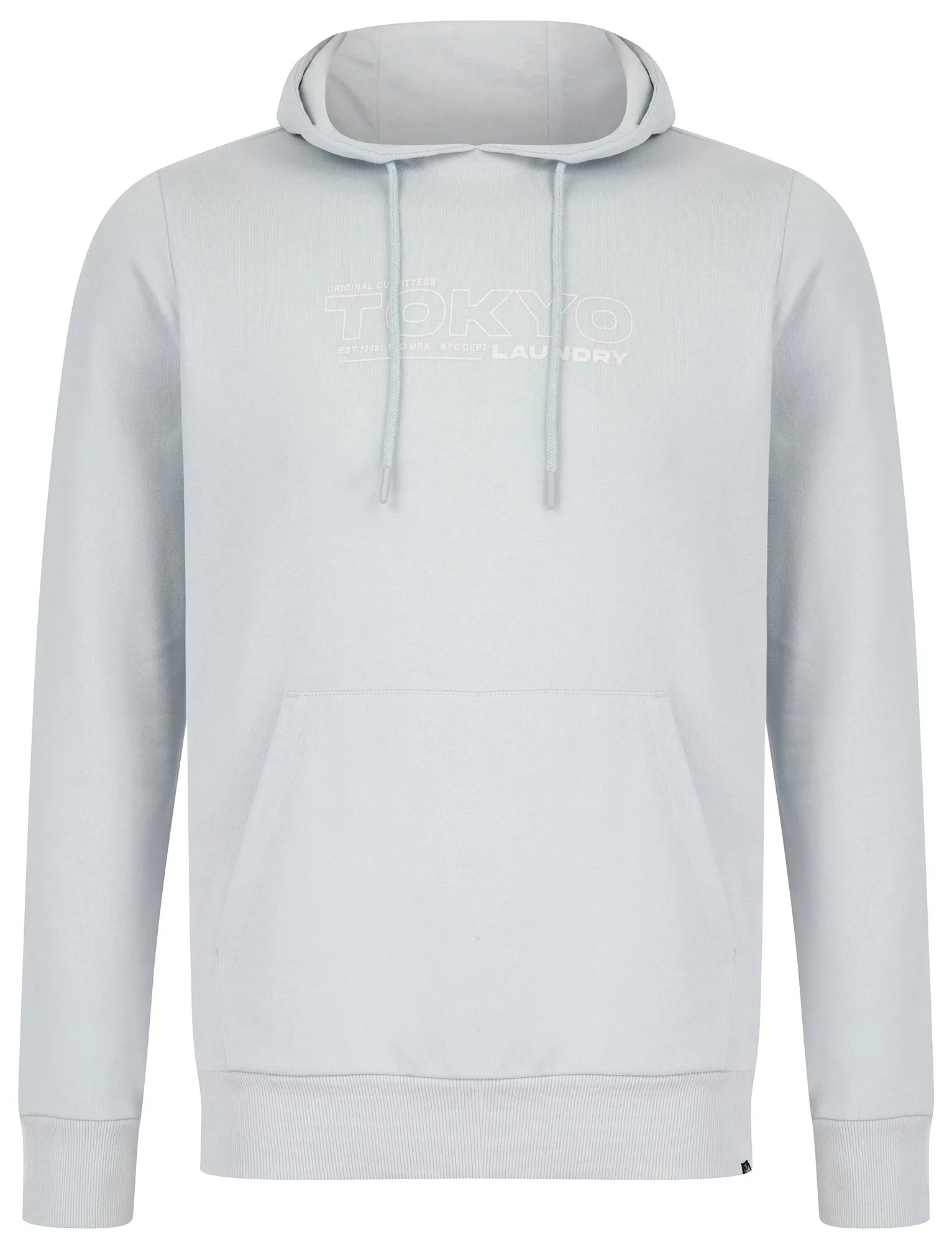 Brody Motif Brushback Fleece Pullover Hoodie and Jogger Shorts Set in Pale Blue - Tokyo Laundry