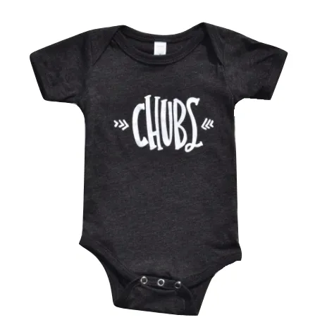 CHUBS Short-Sleeve Baby Onesie in Heather Charcoal
