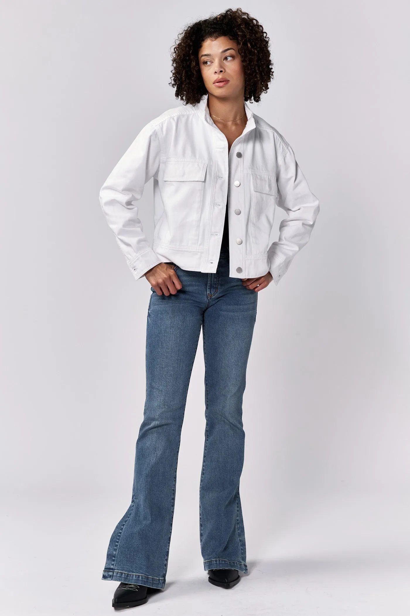 CLEO BOXY OVERSIZED POCKETS JACKET WHITE