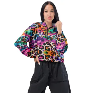 Color painted animal print women cropped windbreaker