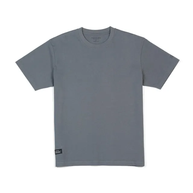 Cotton Fabric T-shirt Men Solid Color Drop