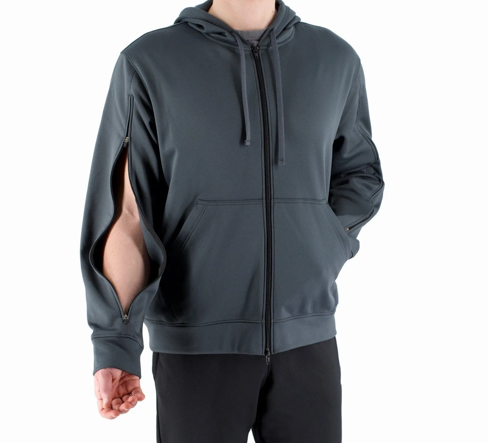 Dialysis Sweatshirt with Two-Way Sleeve Zippers
