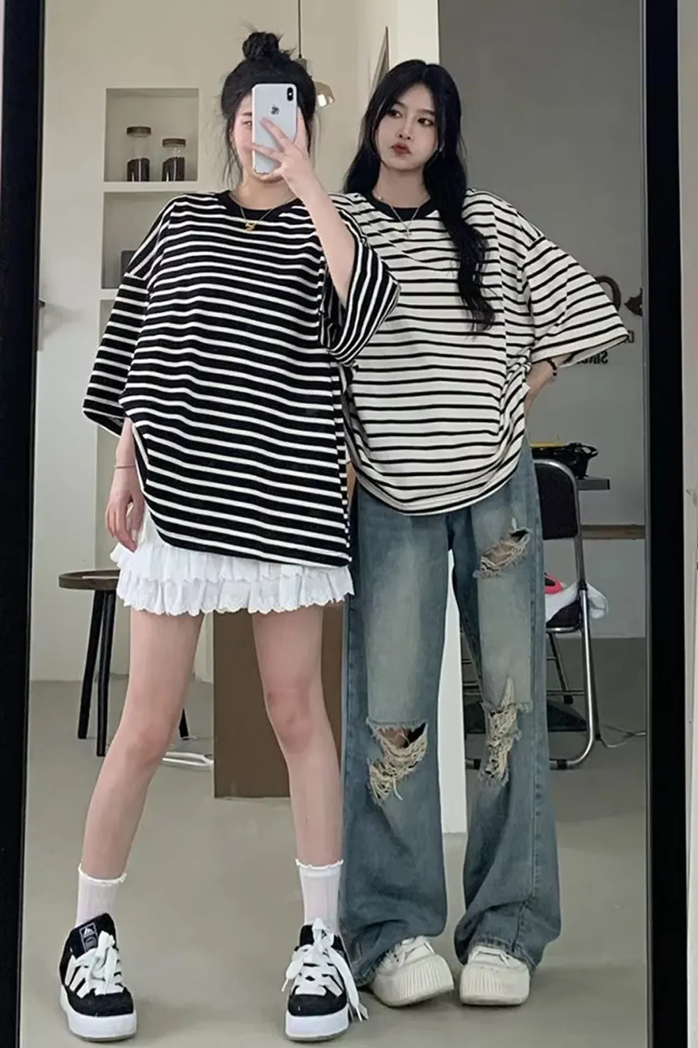 Flytonn-cute winter outfits casual winter outfits christmas outfit party look inspos High Waist Ripped Hole Long Jeans Pants