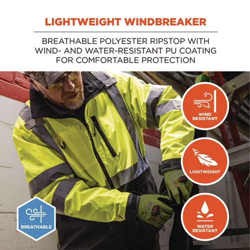 Glowear 8351 Class 3 Hi-vis Windbreaker Water-resistant Jacket, 3x-large, Lime, Ships In 1-3 Business Days