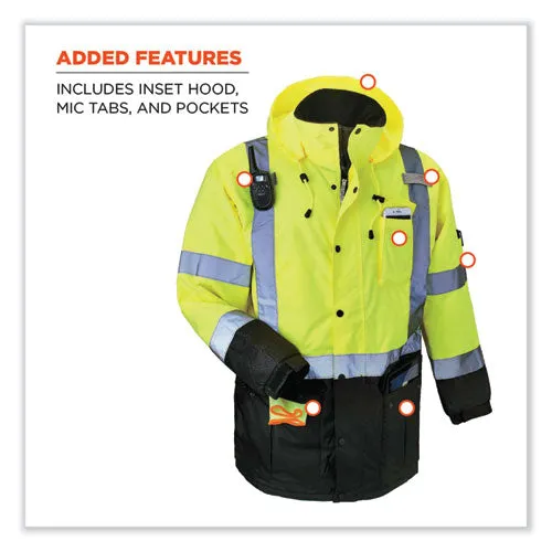 Glowear 8384 Class 3 Hi-vis Quilted Thermal Parka, 4x-large, Lime, Ships In 1-3 Business Days