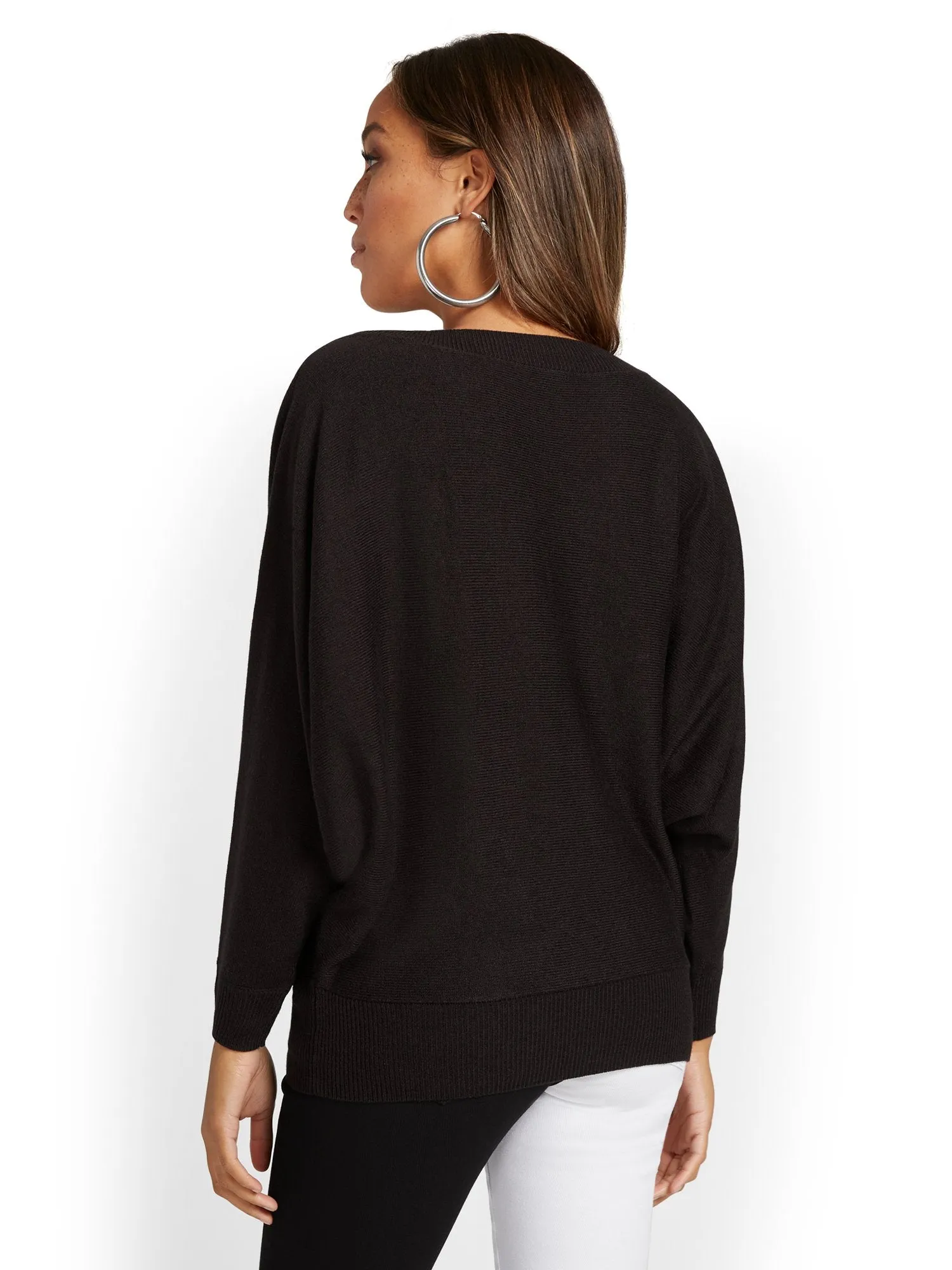 Grommet-Detail Slouchy Pullover Sweater