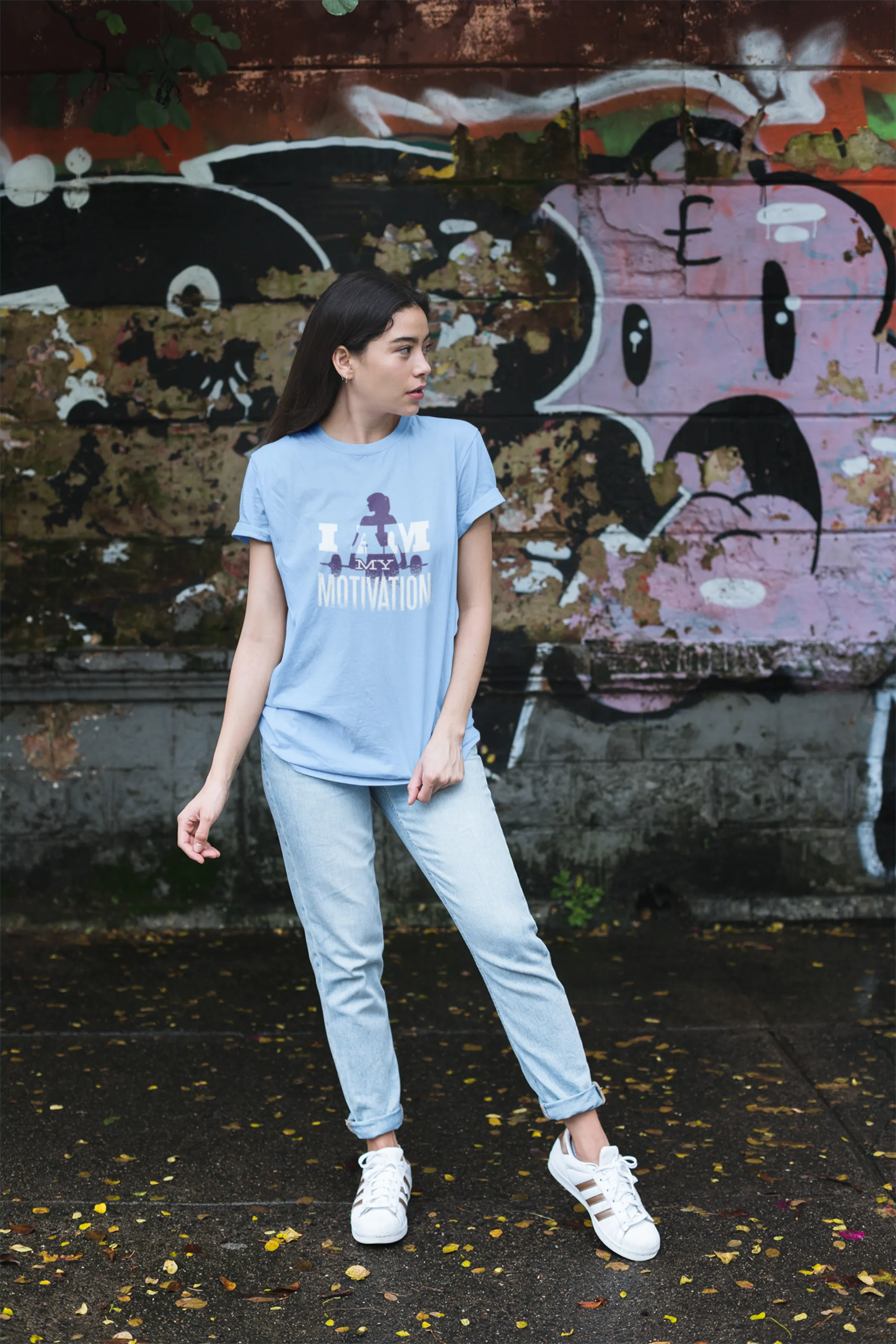 I Am My Motivation Printed Oversized T-shirt for women