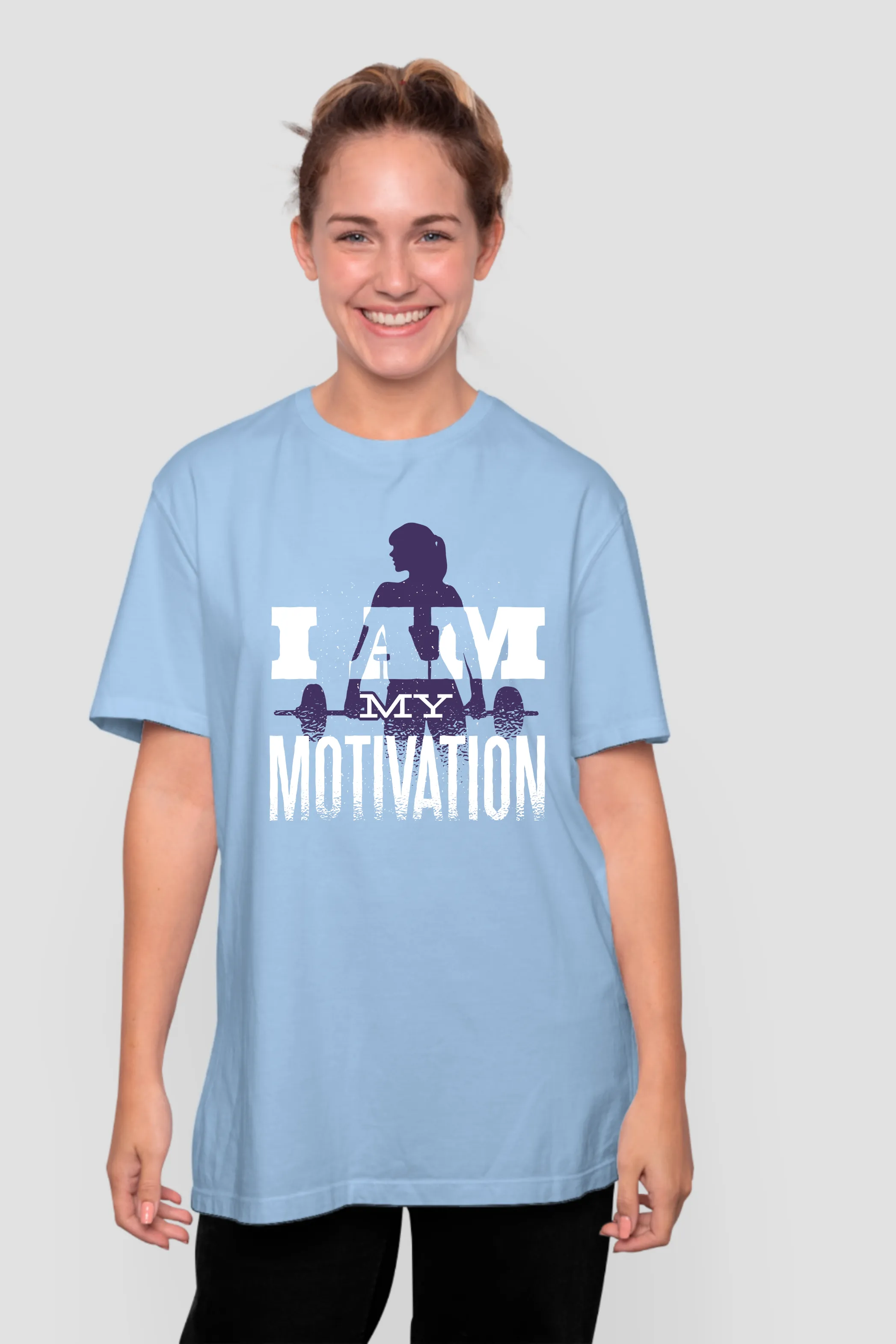 I Am My Motivation Printed Oversized T-shirt for women