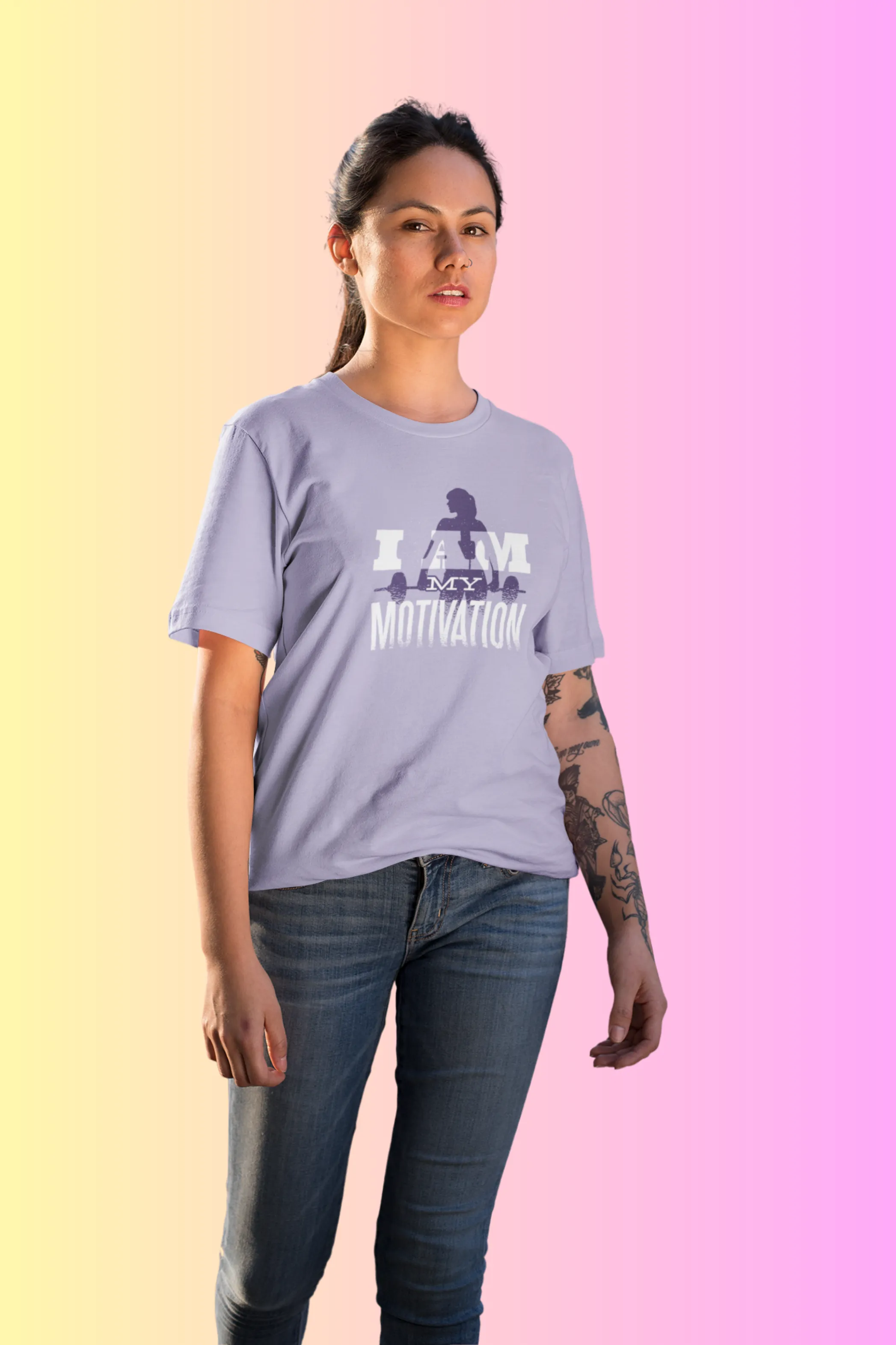 I Am My Motivation Printed Oversized T-shirt for women