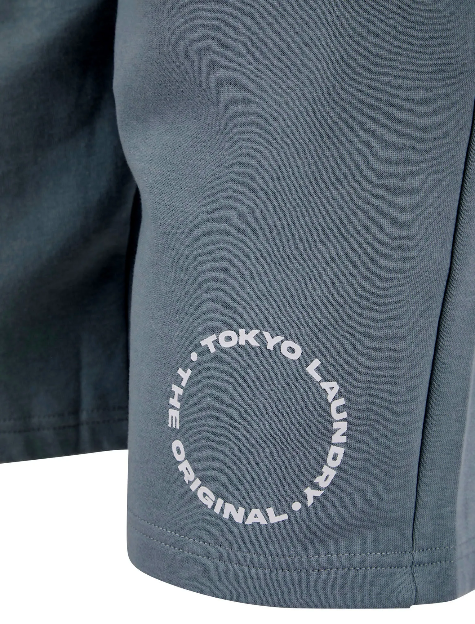 Kade Motif Cotton Crew Neck T-Shirt and Brushback Fleece Jogger Shorts Set in Cool Grey - Tokyo Laundry