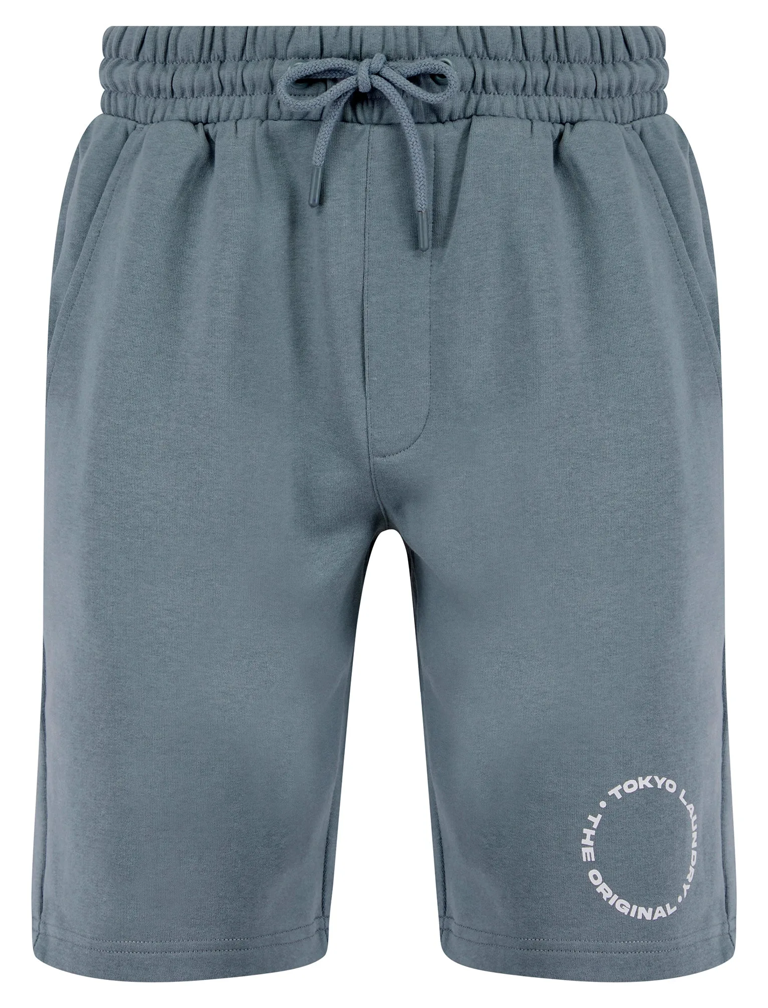 Kade Motif Cotton Crew Neck T-Shirt and Brushback Fleece Jogger Shorts Set in Cool Grey - Tokyo Laundry