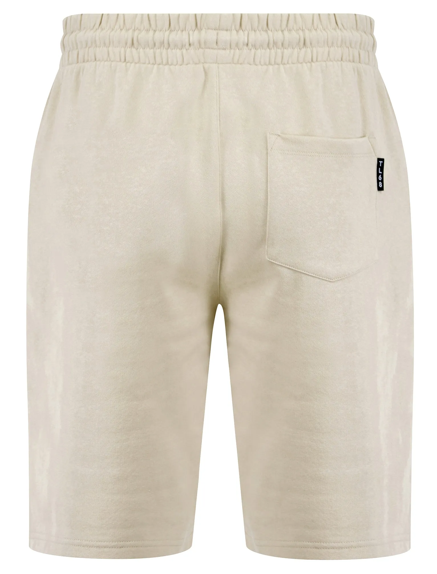 Kade Motif Cotton Crew Neck T-Shirt and Brushback Fleece Jogger Shorts Set in Light Stone - Tokyo Laundry