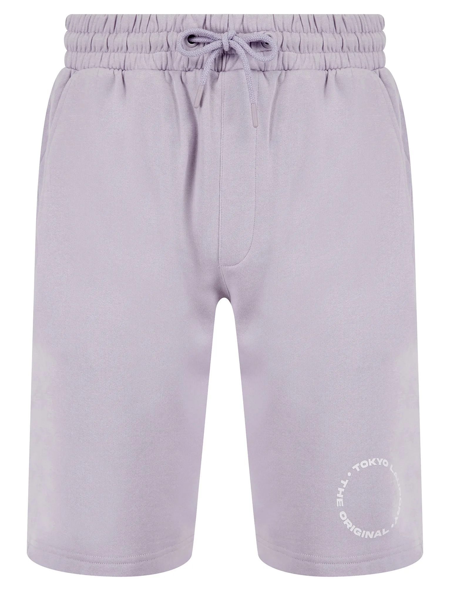 Kade Motif Cotton Crew Neck T-Shirt and Brushback Fleece Jogger Shorts Set in Lilac - Tokyo Laundry