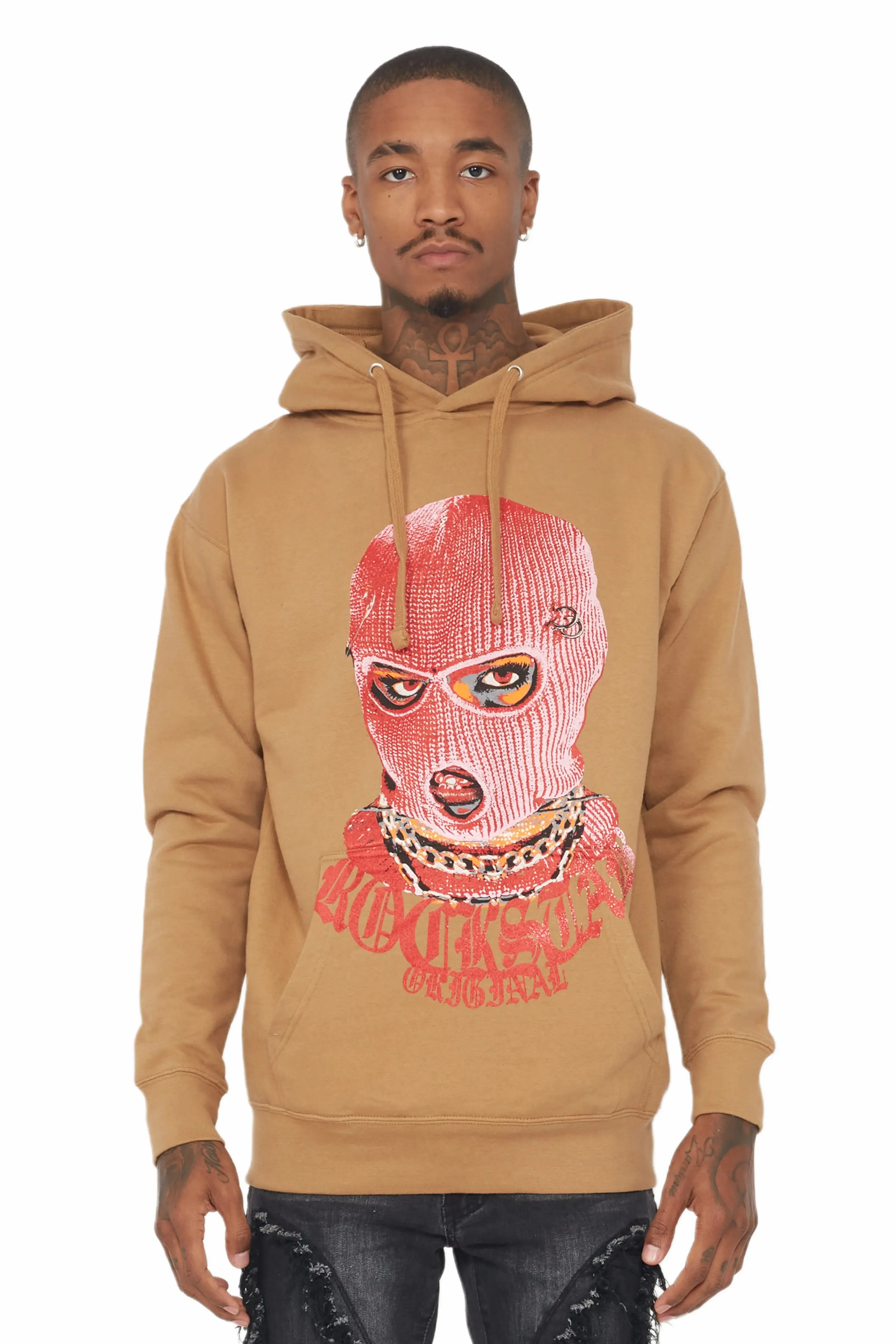 Murdra Beige Graphic Hoodie