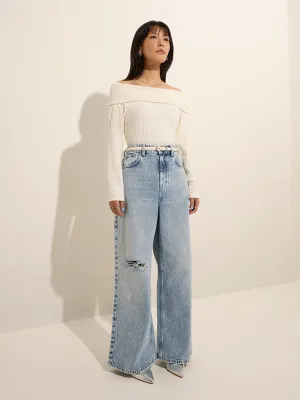 Nuon Blue Ripped High - Rise Jeans
