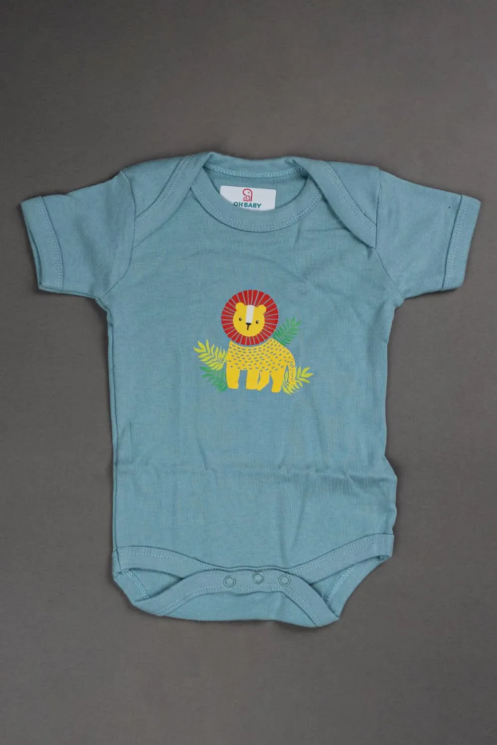Oh Baby Cotton Interlock Knit Animal Print Halfsleeve Onesies Pack Of - 2 - Blue & Assorted - S202