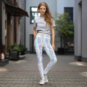 Polka Dots Women's Yoga Leggings, Nordic Modern Watercolor Tights-Made in USA/EU/MX