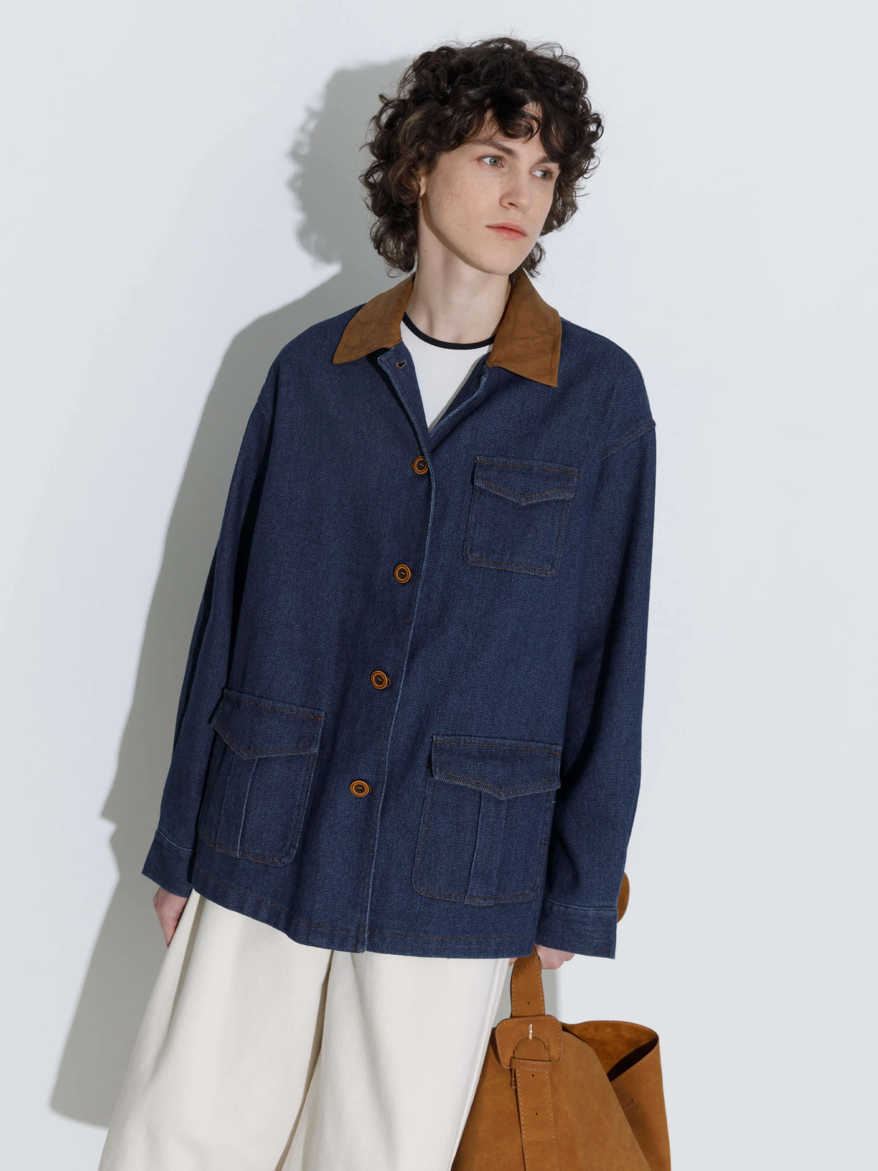 Retro Contrast Color Cotton Denim Jacket