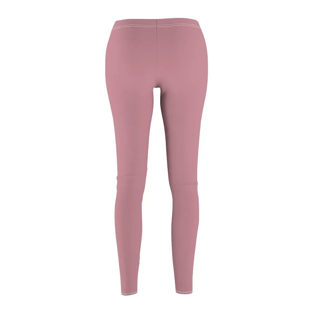 Solid Light Pink Casual Leggings