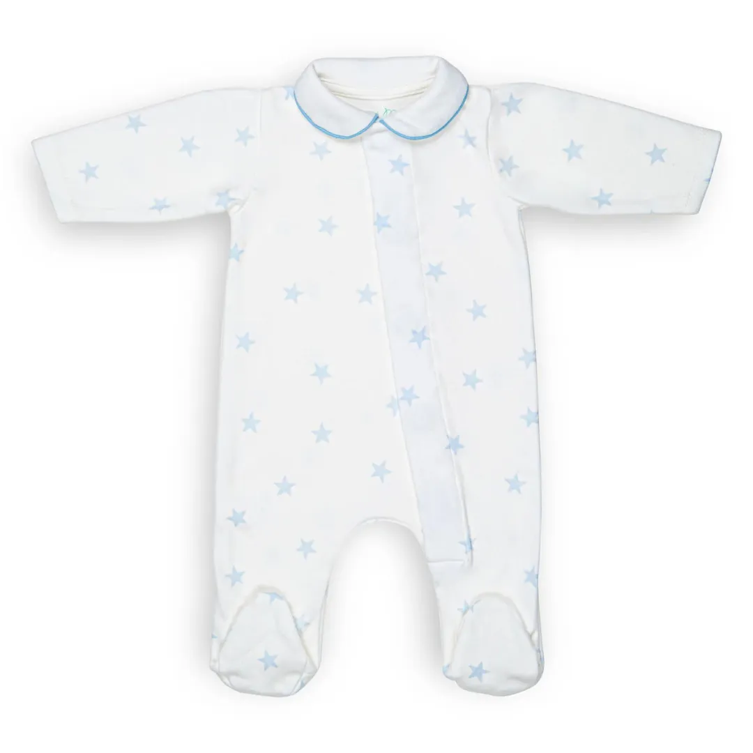 Star Cotton Onesie in Blue by Magnet Mouse