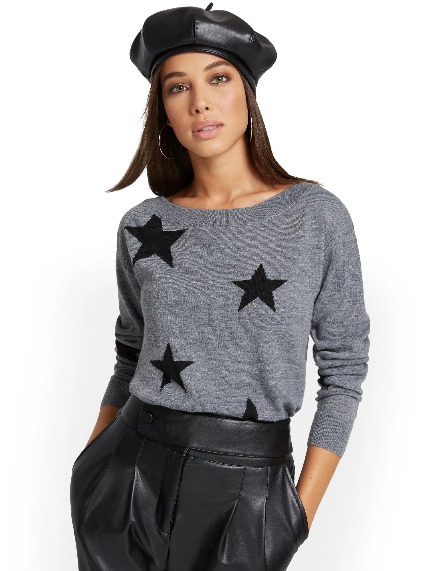 Star-Print Slouchy Sweater
