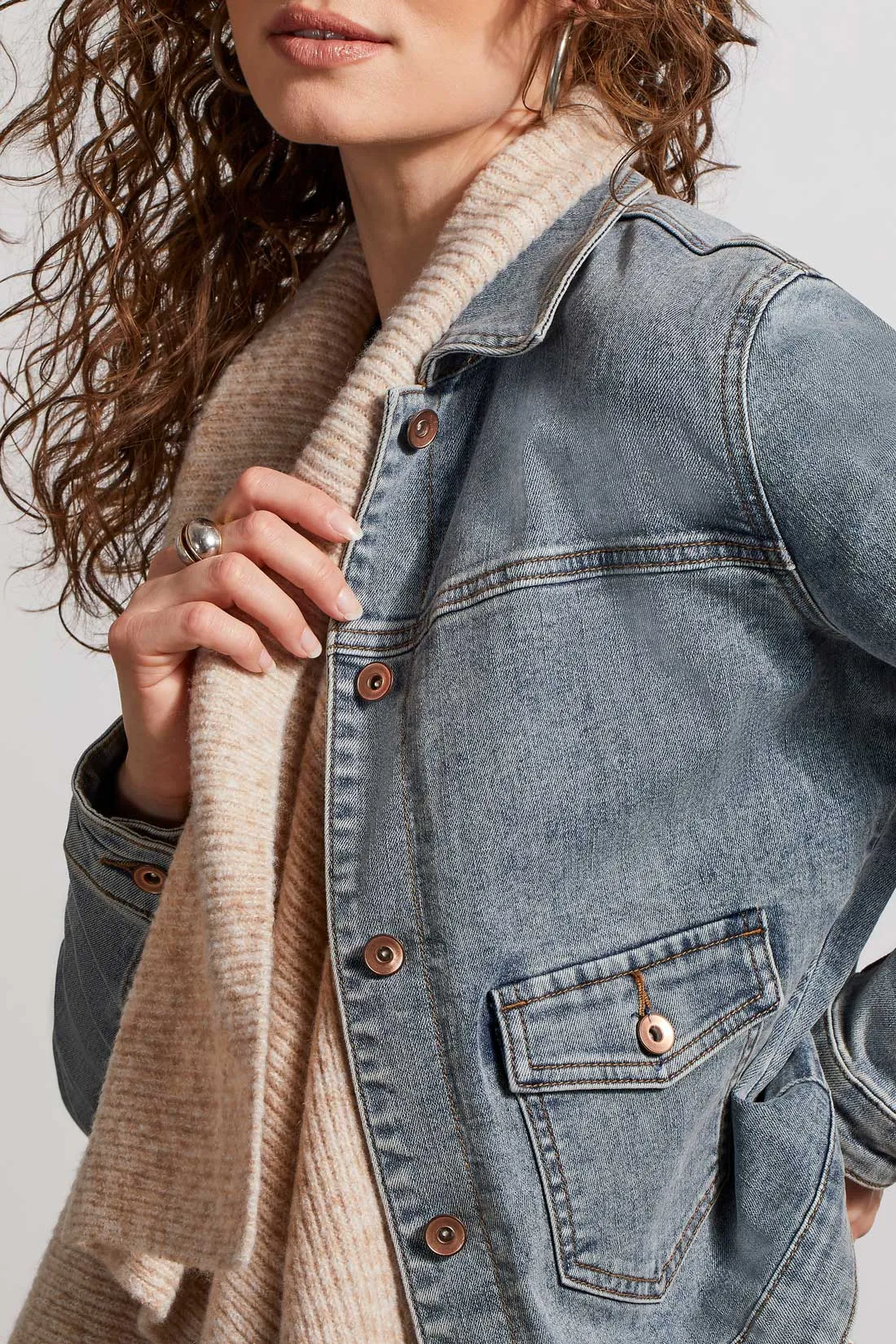 Sweater Collar Denim Jacket