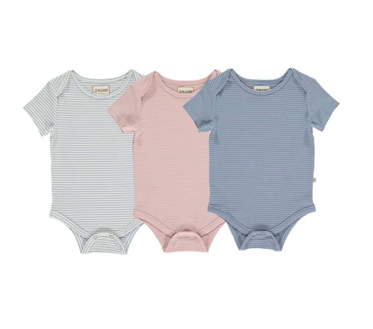 White/Blue Walty Soft Stripe Short Sleeve Onesie