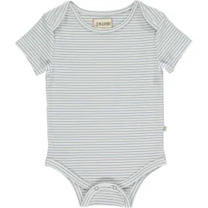 White/Blue Walty Soft Stripe Short Sleeve Onesie