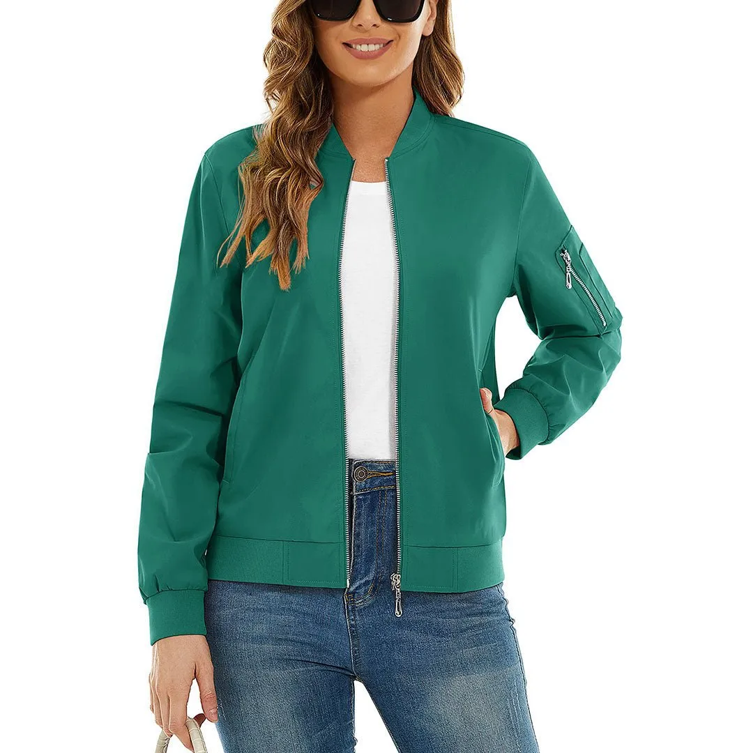Women's Lightweight Casual Windbreaker Bomber Jackets