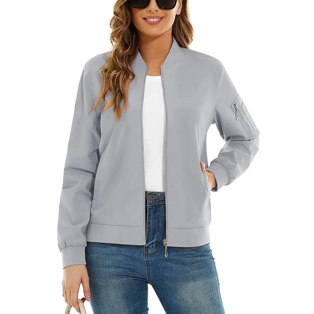 Women's Lightweight Casual Windbreaker Bomber Jackets