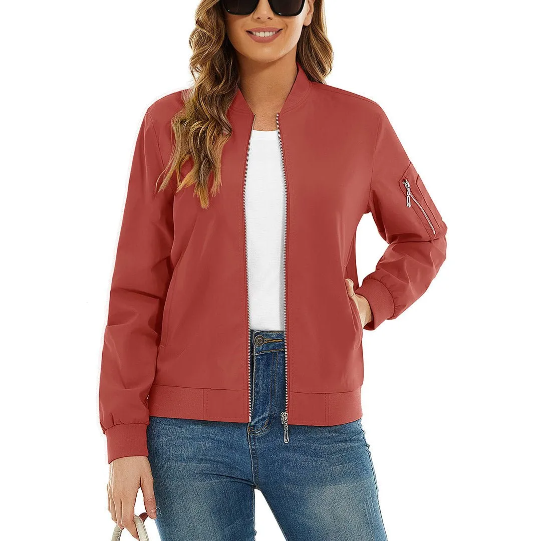 Women's Lightweight Casual Windbreaker Bomber Jackets
