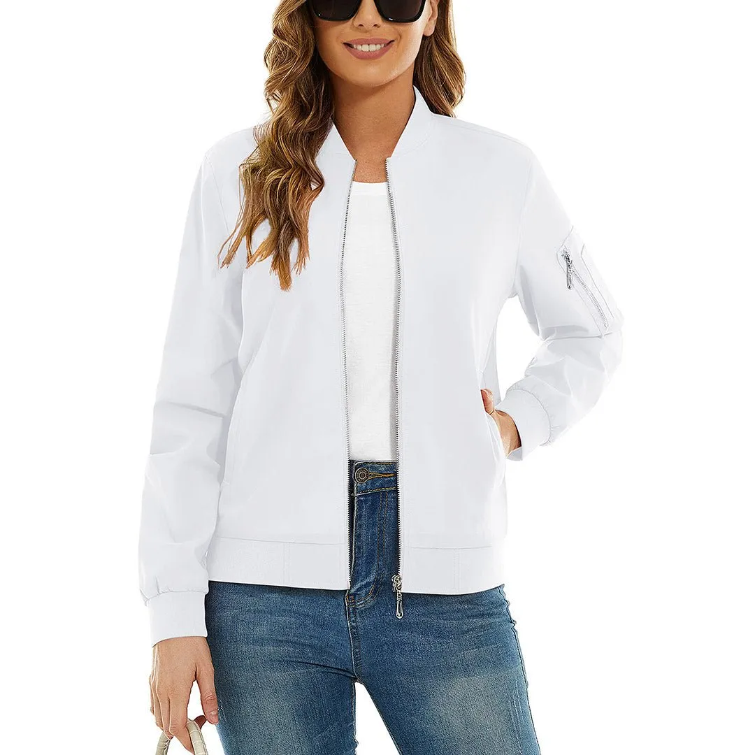 Women's Lightweight Casual Windbreaker Bomber Jackets