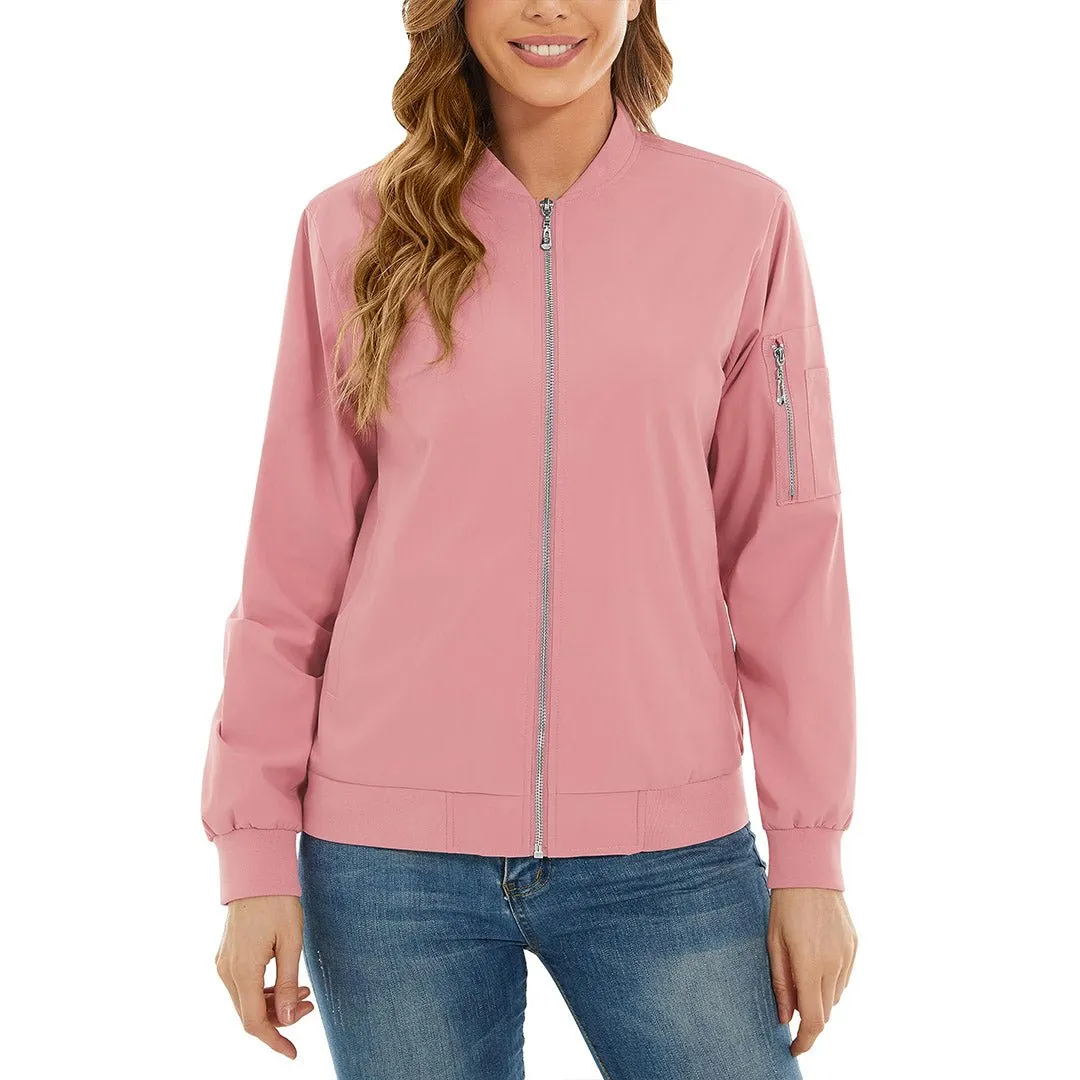 Women's Lightweight Casual Windbreaker Bomber Jackets