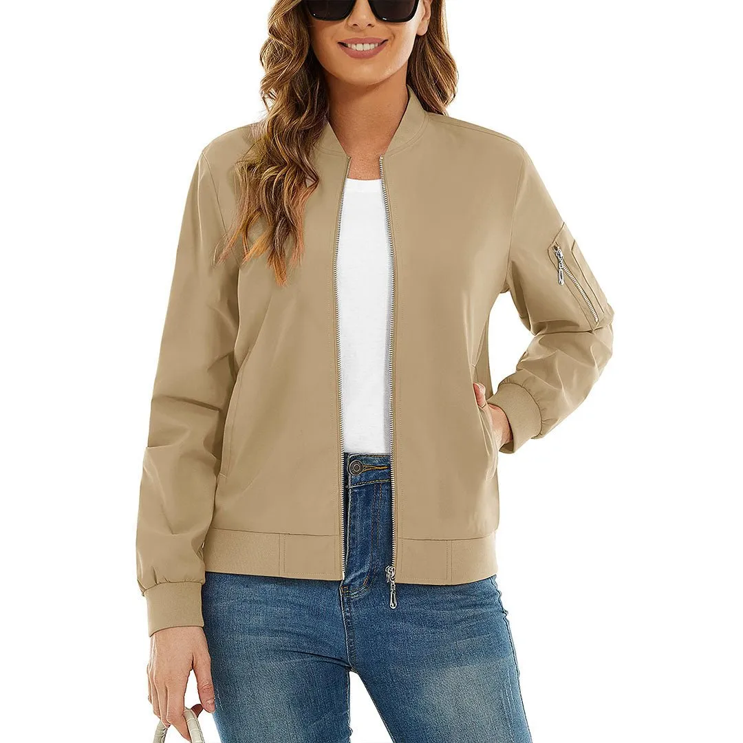 Women's Lightweight Casual Windbreaker Bomber Jackets