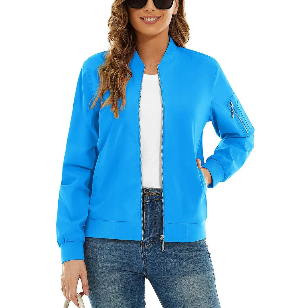 Women's Lightweight Casual Windbreaker Bomber Jackets