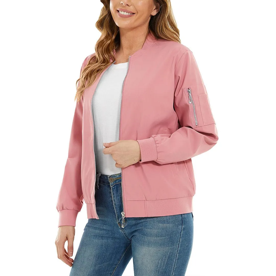 Women's Lightweight Casual Windbreaker Bomber Jackets